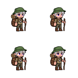 Animated adventure sprite for travel category