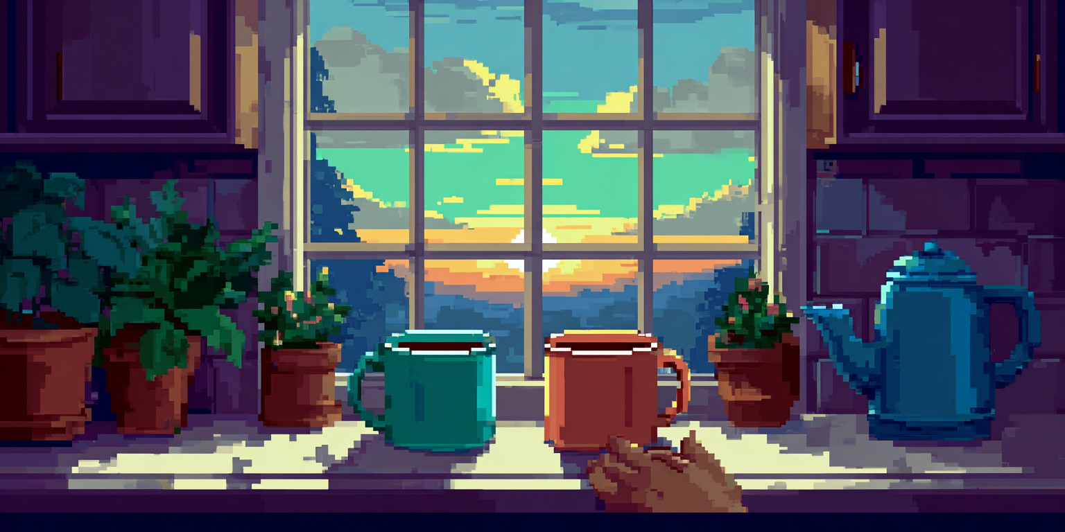 Morning light streaming through a kitchen window onto two coffee cups, one hand reaching to hold another&rsquo;s hand across a small table, warm domestic intimacy, the comfort of partnership during hard times