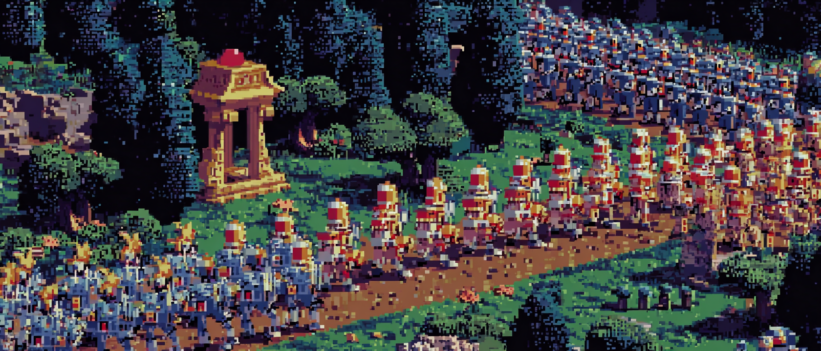 A hobbyist triumphantly holding a clipped sprue above their head like a championship belt, surrounded by ninety assembled miniatures in neat rows like a tiny army parade, but in the foreground an empty tube of plastic glue lies on its side with a single sad droplet frozen on the nozzle, a hand-written note taped to it reading &lsquo;YOU WERE TAKEN TOO SOON,&rsquo; dramatic spotlight lighting