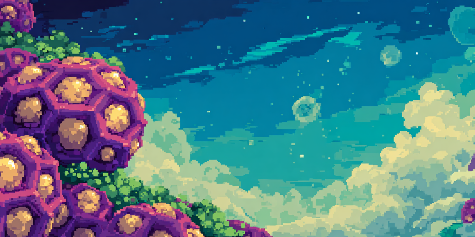 A scientific illustration of a honeycomb-like scaffold matrix with cells beginning to grow into it, rendered in soft blues and warm golds, hopeful and organic rather than clinical, the feeling of rebuilding