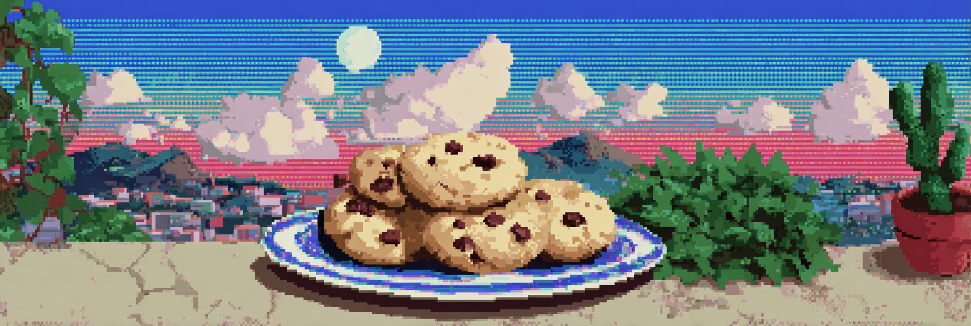 A fresh batch of chocolate chip cookies cooling on a baking sheet, slightly domed and golden, looking almost too perfect to be real