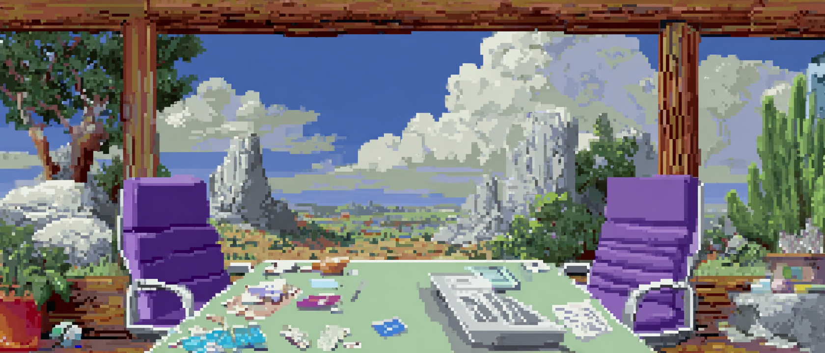 Two office chairs facing each other across a very long conference table that stretches across the entire continental United States, one chair has a tiny clown nose hanging off the armrest and the other has a yo-yo tangled in the wheels, the table is covered in Discord notifications and unanswered emails, a single tumbleweed rolls across the middle of the table wearing a lanyard that says &ldquo;IN-PERSON MEETING CANCELED (AGAIN)&rdquo;, outside the window on one end it&rsquo;s sunny and on the other end it&rsquo;s raining, a cat is asleep on a laptop at one end and a yo-yo is performing a trick by itself at the other end as if haunted